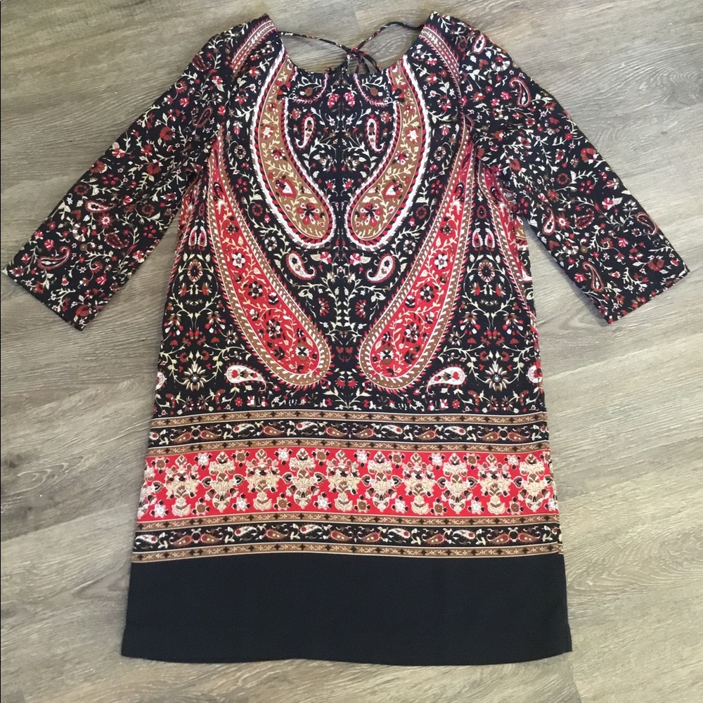 3/4 sleeve Boho shift dress, Size 4